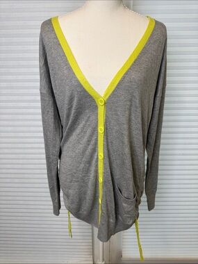 GAP Gray Cardigan with Lime Trim 1336